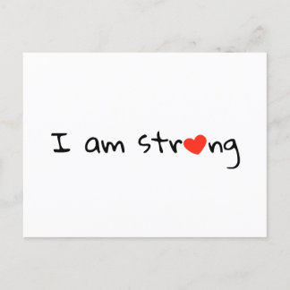 I Am Strong Heart Typography Red Black Postcard