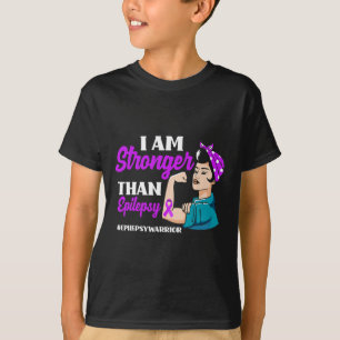 I Am Stronger Than Epilepsy Warrior Epilepsy Aware T-Shirt