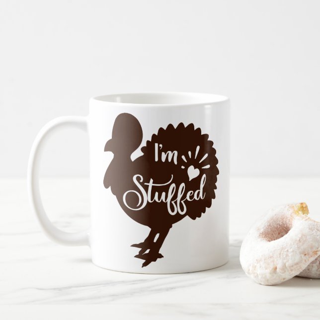 I am stuffed Funny Thanksgiving Coffee Mug (With Donut)