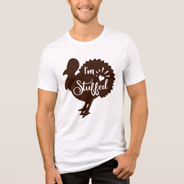 I am stuffed Funny Thanksgiving Turkey Tri-Blend Shirt (Front)