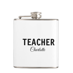 I am teacher school Collegeadd your name text simp Hip Flask