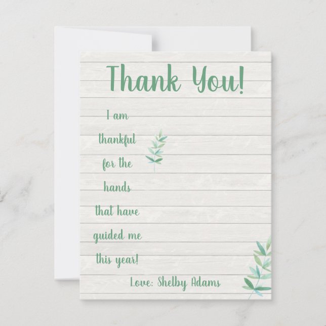 I am thankful for the hands that have guided me invitation (Front)