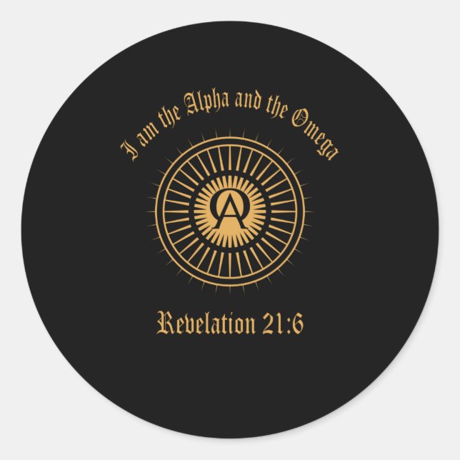 I Am The Alpha And Omega Revelation Bible Proverbs Classic Round Sticker (Front)
