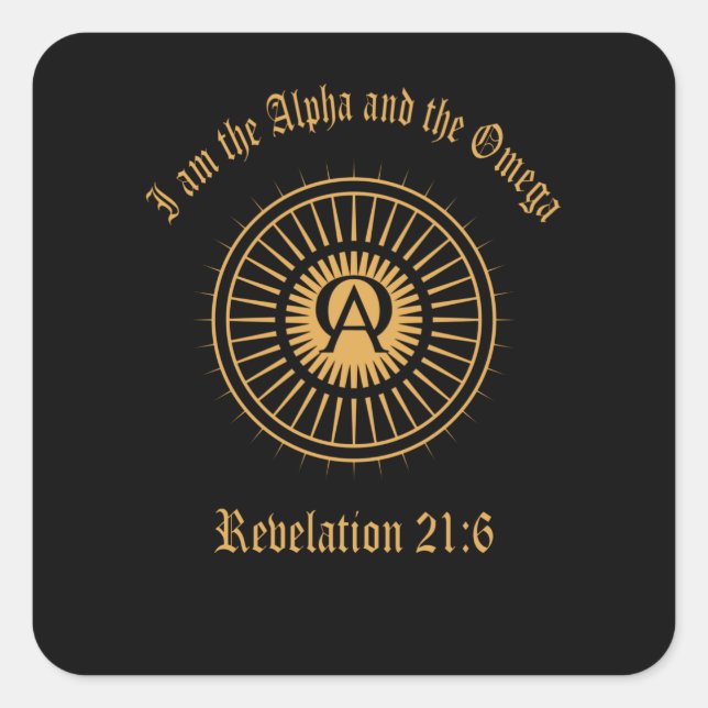 I Am The Alpha And Omega Revelation Bible Proverbs Square Sticker (Front)