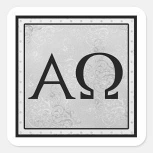 I am the Alpha and Omega, the First and the Last Square Sticker