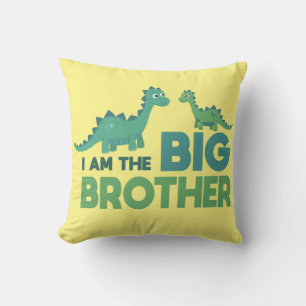 I am the big brother boy cartoon dinosaur throw pillow