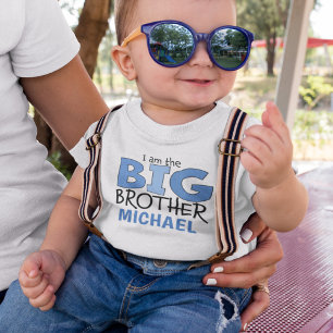 I am the Big Brother Cute Blue Whimsical Modern Baby T-Shirt