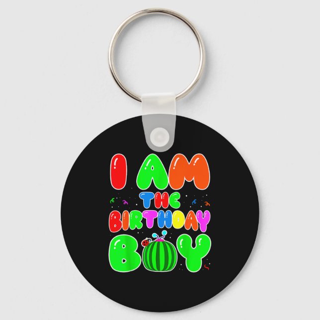 I Am The Birthday Boy Funny Watermelon Birthday Fa Keychain (Front)