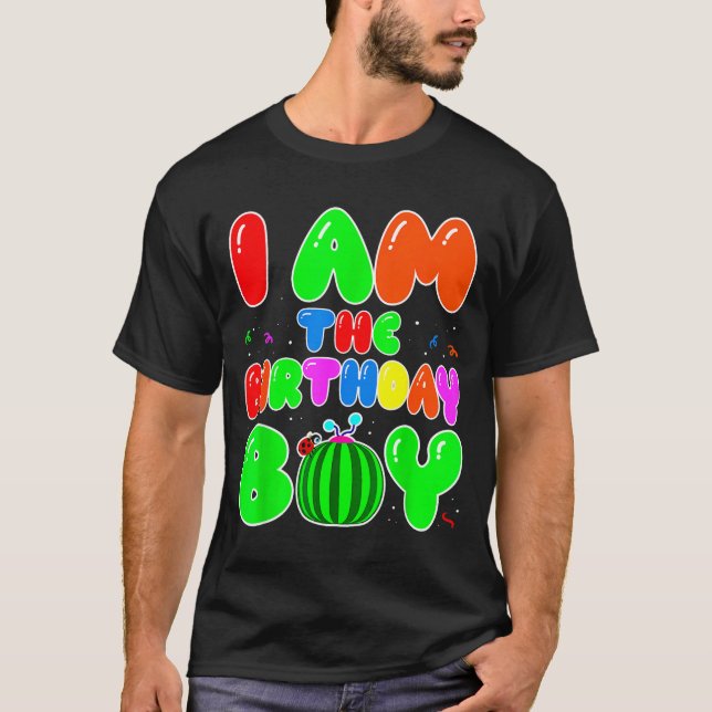 I Am The Birthday Boy Funny Watermelon Birthday Fa T-Shirt (Front)