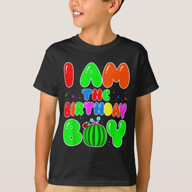 I Am The Birthday Boy Funny Watermelon Birthday Fa T-Shirt (Front)