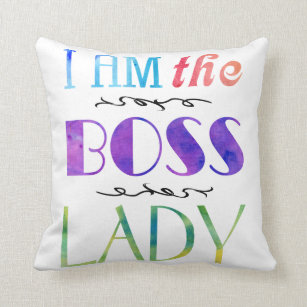 I am the Boss Lady Feminist Female Boss Typography Throw Pillow