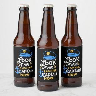 I Am The Captain Now Boating Captain Gift Beer Bottle Label