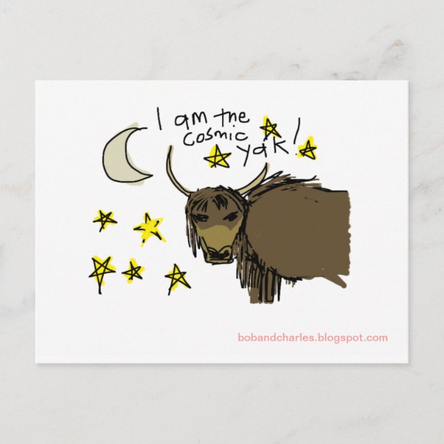 I am the Cosmic Yak Postcard (Front)