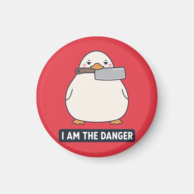 I AM THE DANGER Duck Cleaver Knife Meme Magnet (Front)