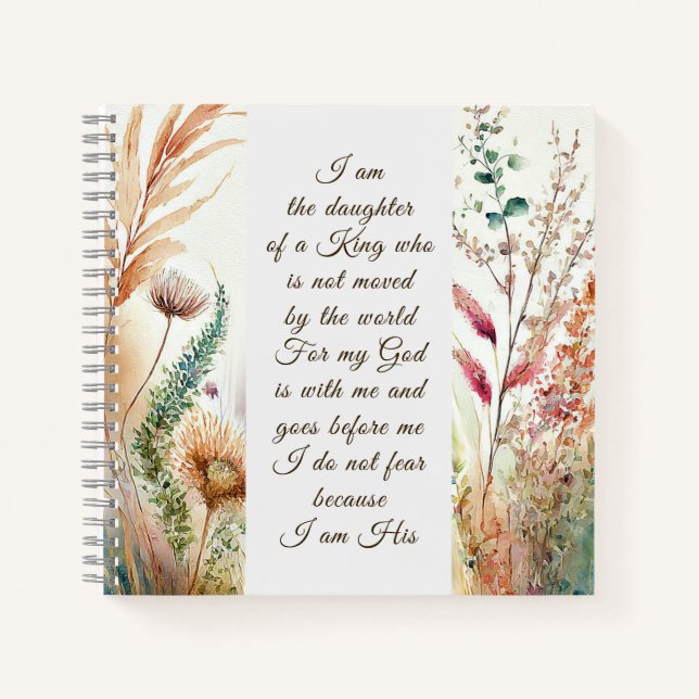 I am the daughter of a King Christian Faith Quote Notebook (Front)