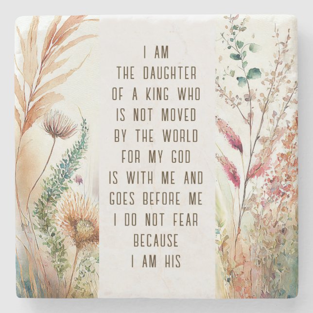 I am the daughter of a King Christian Faith Quote  Stone Coaster (Front)