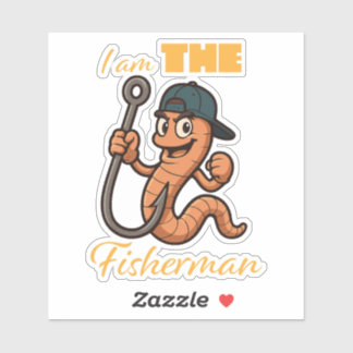 "I am the fish" comic fishing worm illustration