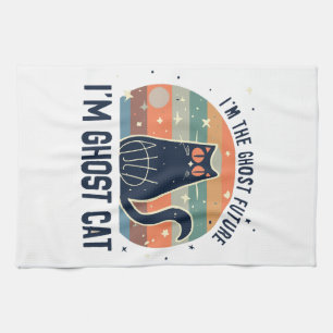 I AM THE GHOST FUTURE, GHOST CAT  KITCHEN TOWEL