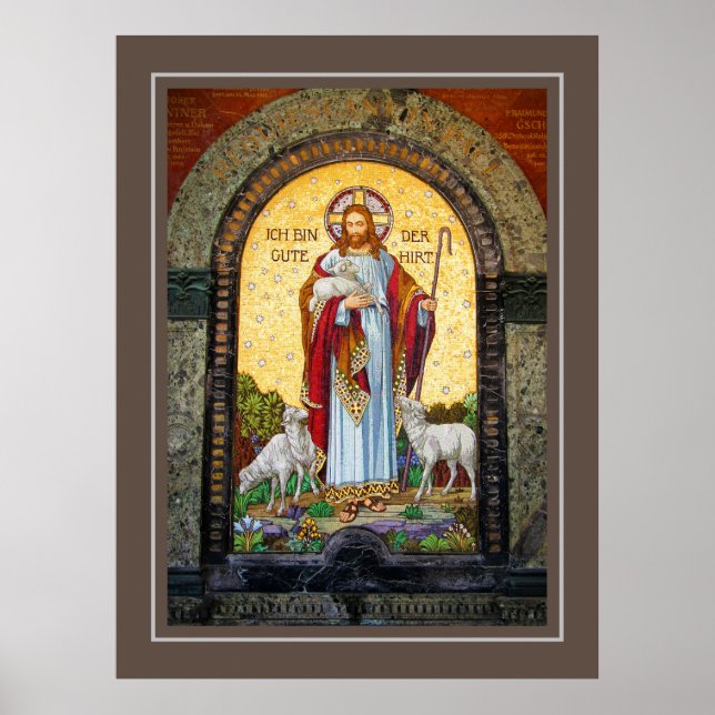 "I AM THE GOOD SHEPHERD" John 10:11 Mosaic Art  Poster (Front)