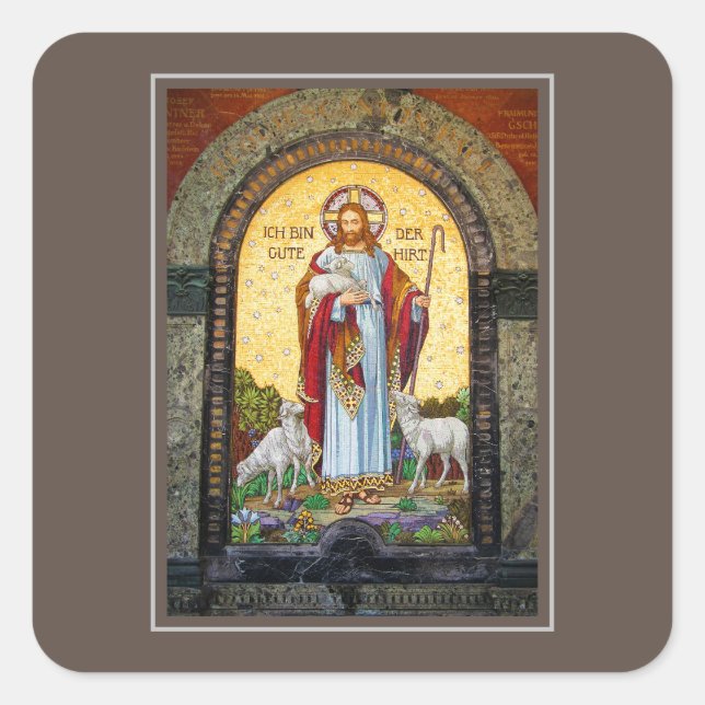 "I AM THE GOOD SHEPHERD" John 10:11 Mosaic Art Square Sticker (Front)