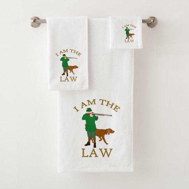 I am the law with a farmer with a gun bath towel set (Insitu)