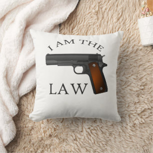 I am the law with a hand gun throw pillow