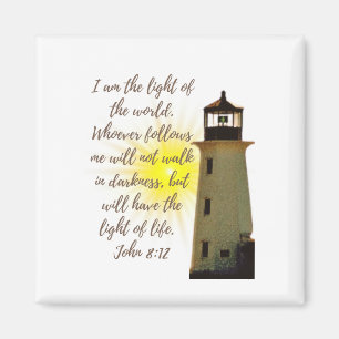 I am the Light John 8:12 with Light House Magnet