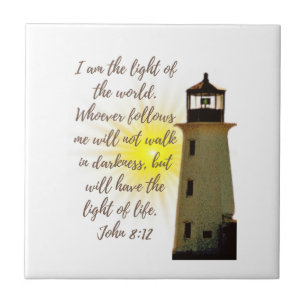 I am the Light John 8:12 with Light House Tile