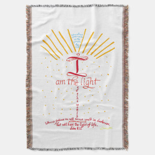 I am the Light of the World Jesus Bible Verse Throw Blanket