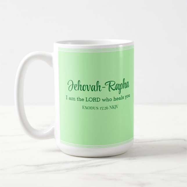 I am the Lord Who Heals You Bible Verse Mint Green Coffee Mug (Left)