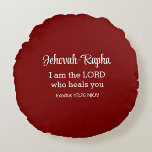 I am the Lord Who Heals You Bible Verse Navy Blue Round Pillow