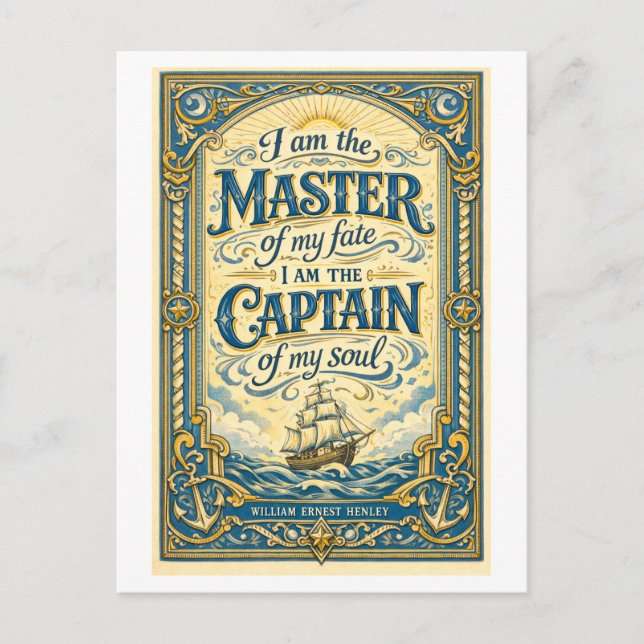 "I Am the Master of My Fate" Postcard (Front)
