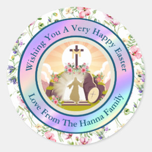 I am the resurrection and the life  classic round sticker