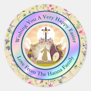 I am the resurrection and the life  classic round sticker