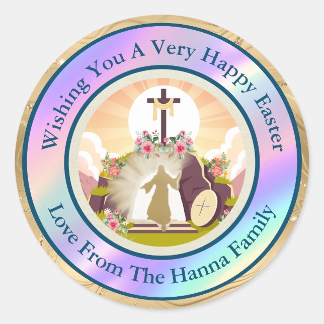 I am the resurrection and the life classic round sticker (Front)