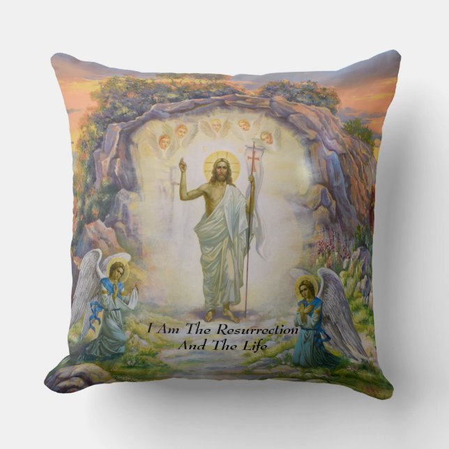 I Am The Resurrection And The Life Throw Pillow (Front)
