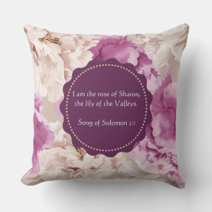 "I am the Rose of Sharon" Floral Decorative Pillow