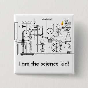 I am the science kid! 2 inch square button