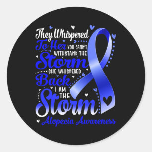 I Am The Storm Alopecia Awareness Blue Ribbon Classic Round Sticker