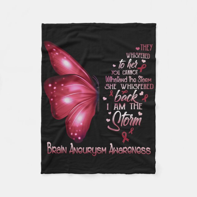 I Am The Storm Brain Aneurysm Awareness Butterfly  Fleece Blanket (Front)