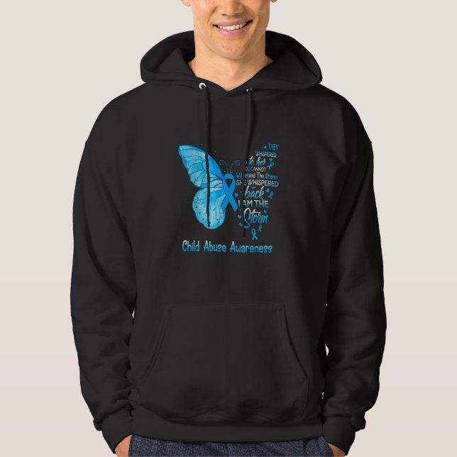 I Am The Storm Child Abuse Awareness Butterfly Hoodie (Front)
