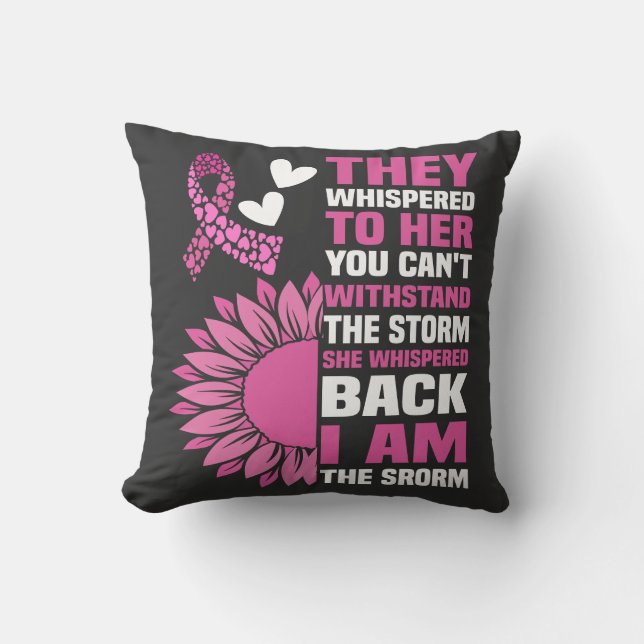 "I Am the Storm" Inspirational Pink Quote Design Throw Pillow (Front)
