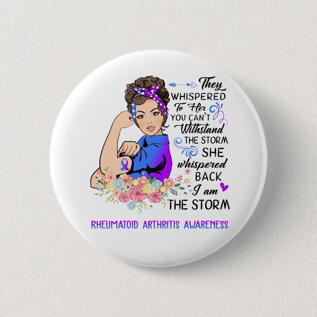 I Am The Storm Rheumatoid Arthritis Awareness 2 Inch Round Button (Front)