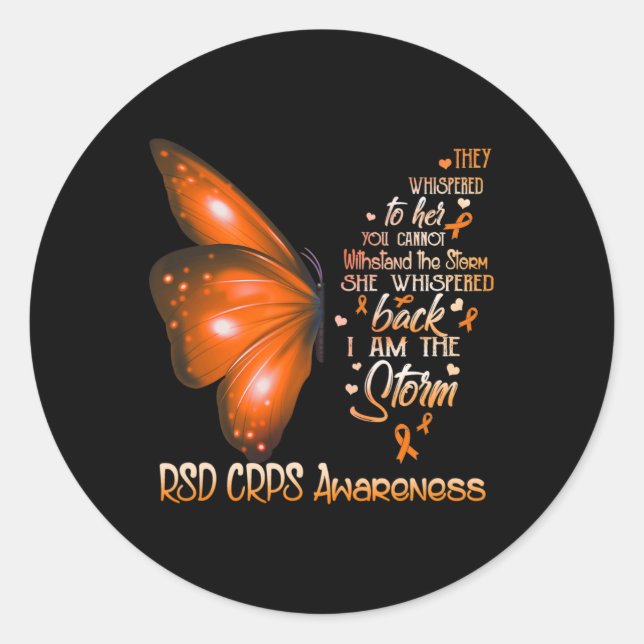 I am the storm RSD CRPS Awareness Butterfly  Classic Round Sticker (Front)
