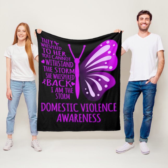 I Am The Storm Support Domestic Violence Awareness Fleece Blanket (In Situ)
