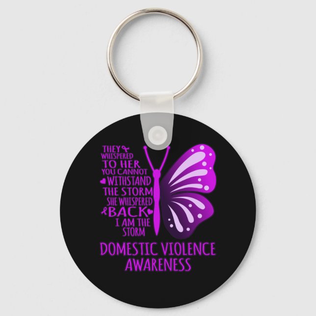 I Am The Storm Support Domestic Violence Awareness Keychain (Front)