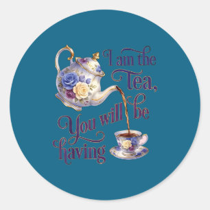 I am the tea funny meme classic round sticker