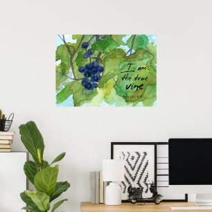 I Am The True Vine Scripture John 15:1 Grapes Poster