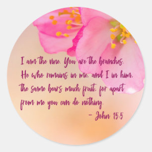 I Am The Vine Christian Floral Inspirational Classic Round Sticker