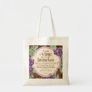 I Am the Vine Scripture Tote Bag